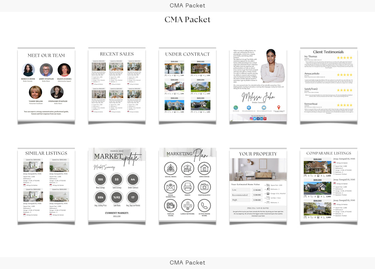 CMA Real Estate | Realtor CMA Packet | CMA Template | Canva Realtor | Real Estate Sellers Packet| Comparative Market Analysis | Realtor Tool