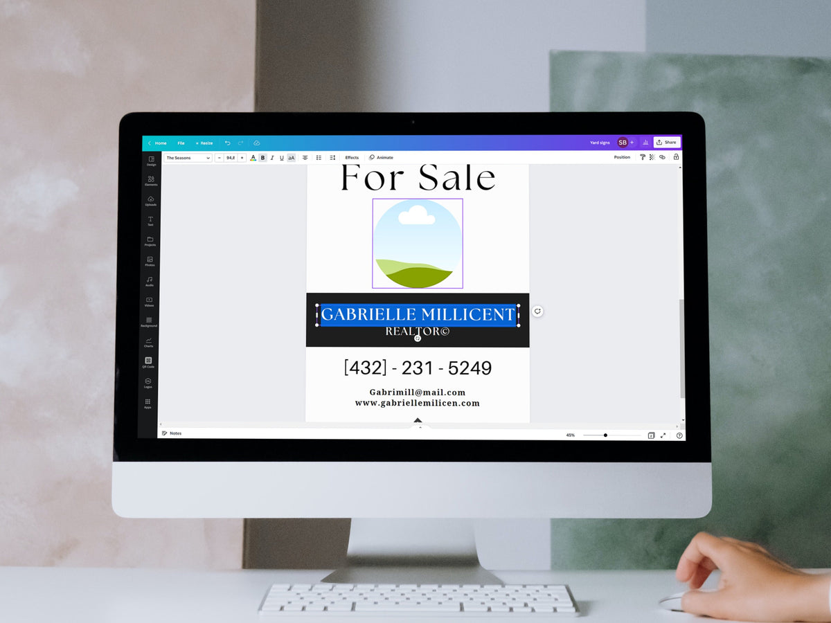 Real Estate Yard Sign, For Sale Sign, Custom Sign, Modern For Sale Yard Sign, Real Estate Market, Editable Canva Template