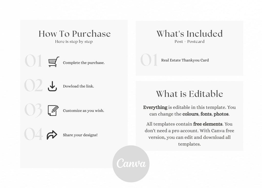 Real Estate Thank you Card, modern thank you postcard, realtor marketing, agent thank you card, canva templates