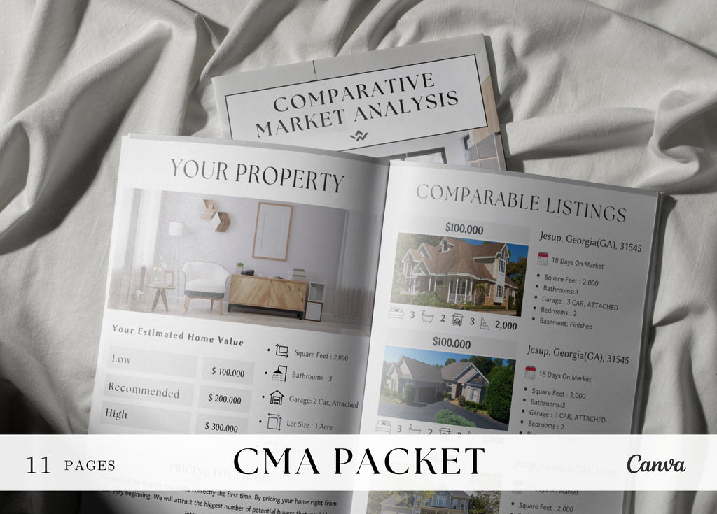 CMA Real Estate | Realtor CMA Packet | CMA Template | Canva Realtor | Real Estate Sellers Packet| Comparative Market Analysis | Realtor Tool
