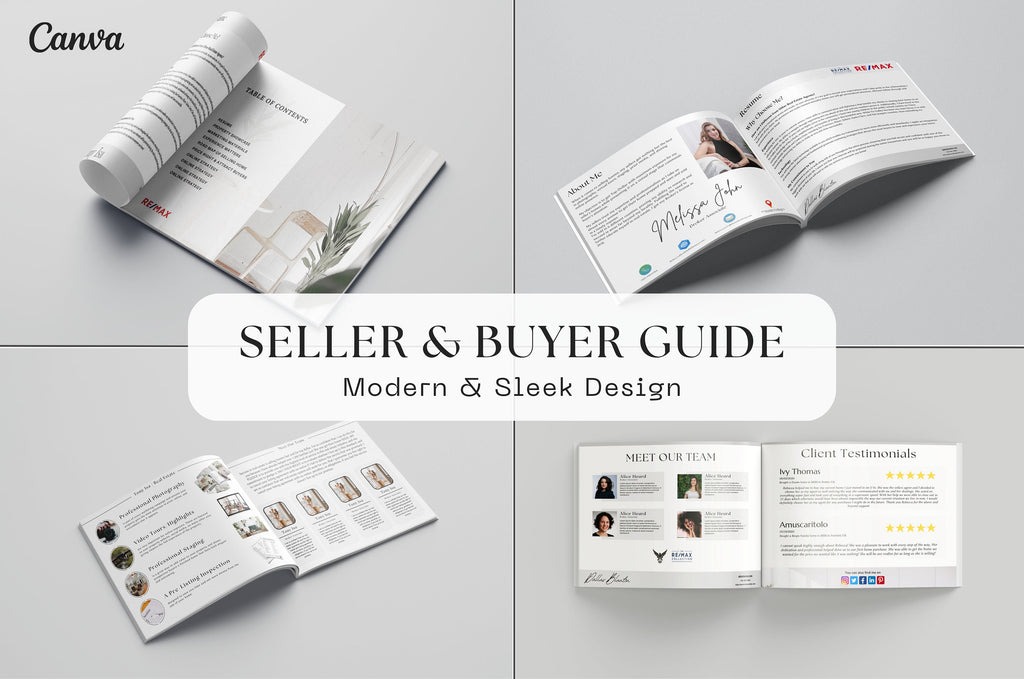 Real Estate Buyer and Seller Guide, Listing Presentation, Realtor Buyer Packet & Seller Packet, Canva, Real Estate Marketing Templates