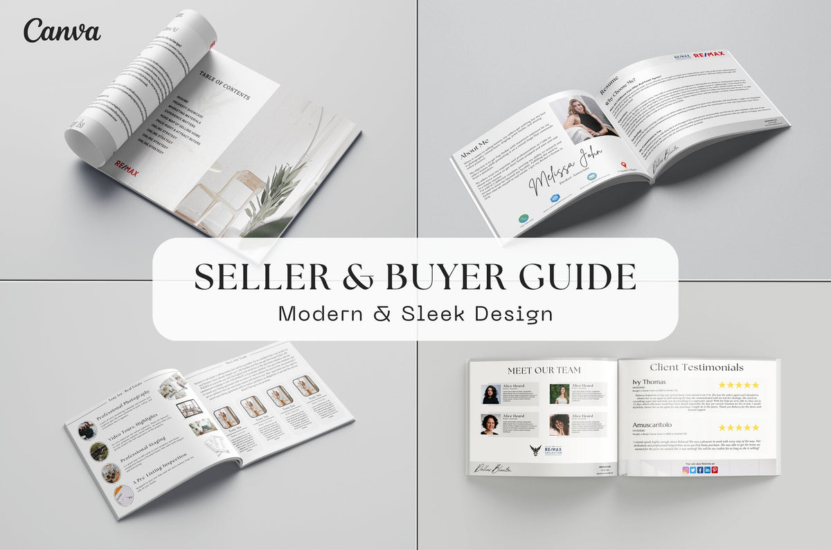 Real Estate Buyer and Seller Guide, Listing Presentation, Realtor Buyer Packet & Seller Packet, Canva, Real Estate Marketing Templates