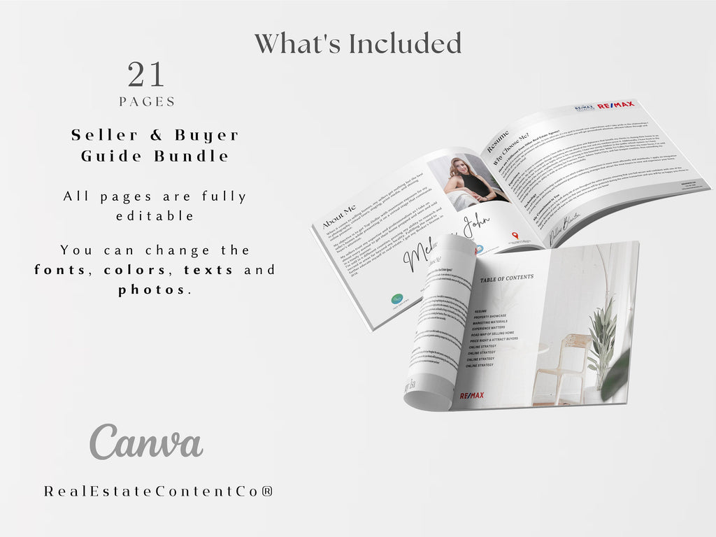Real Estate Buyer and Seller Guide, Listing Presentation, Realtor Buyer Packet & Seller Packet, Canva, Real Estate Marketing Templates