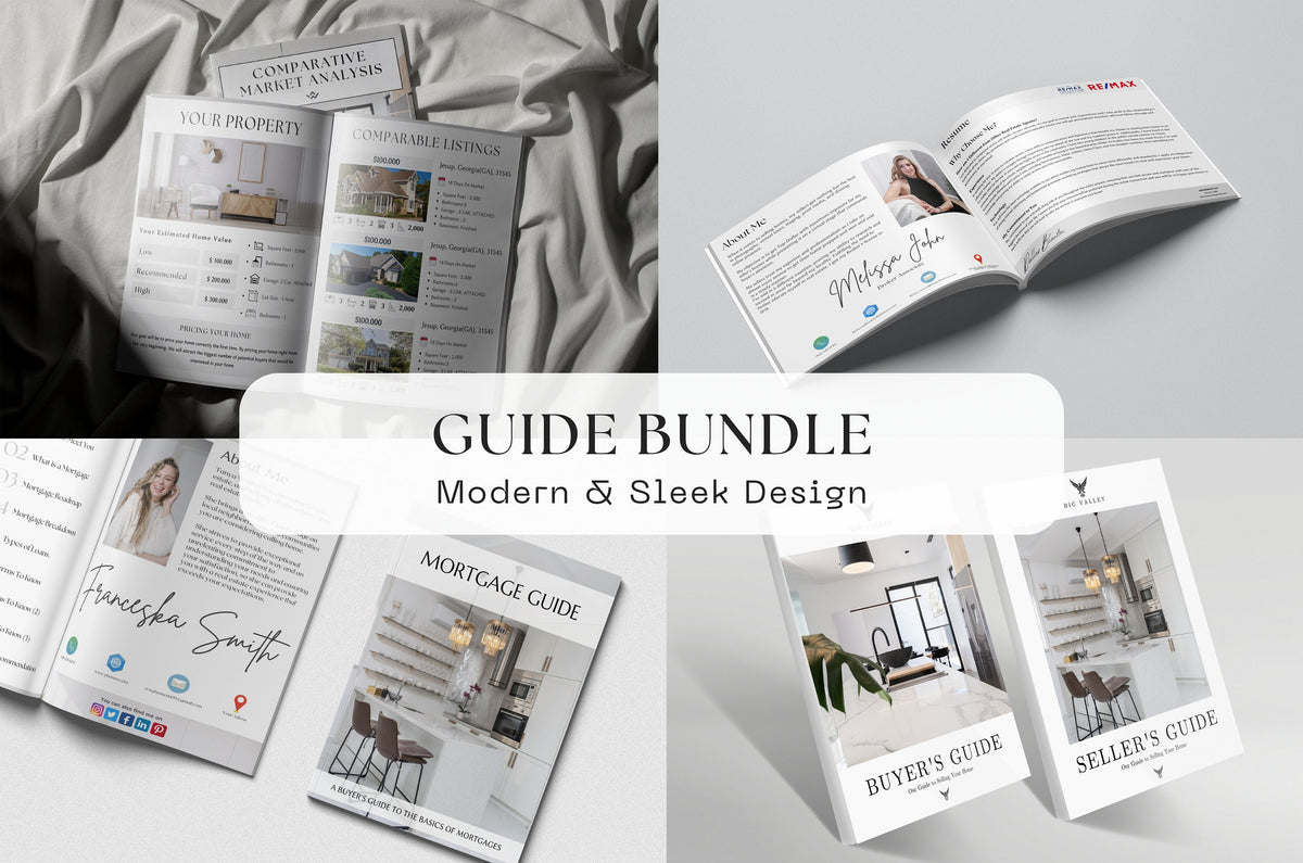 Real Estate Marketing Guide Bundle , Seller and Buyer Guide, Mortgage Guide, CMA Packet, Realtor Marketing, Canva