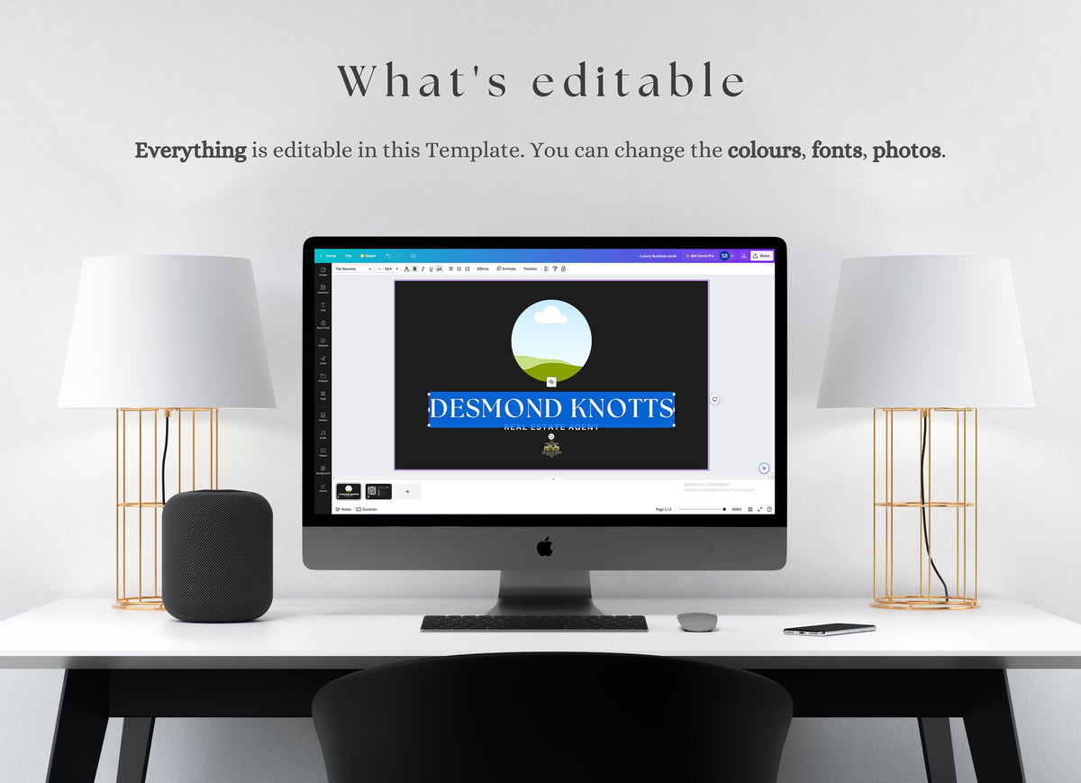 Luxury Realtor Business Card, Real Estate Agent Business Card Template, Black Canva Business Card Template