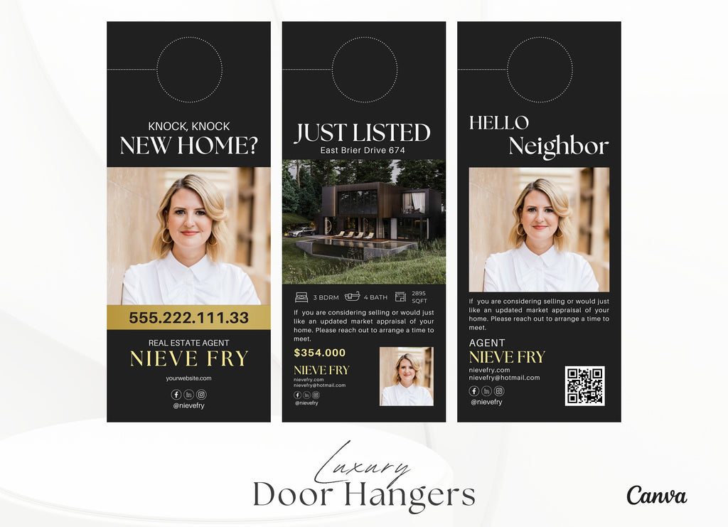 Luxury Real Estate Door Hangers | Realtor Door Knocking | Modern Real Estate Marketing Template | Real Estate Farming