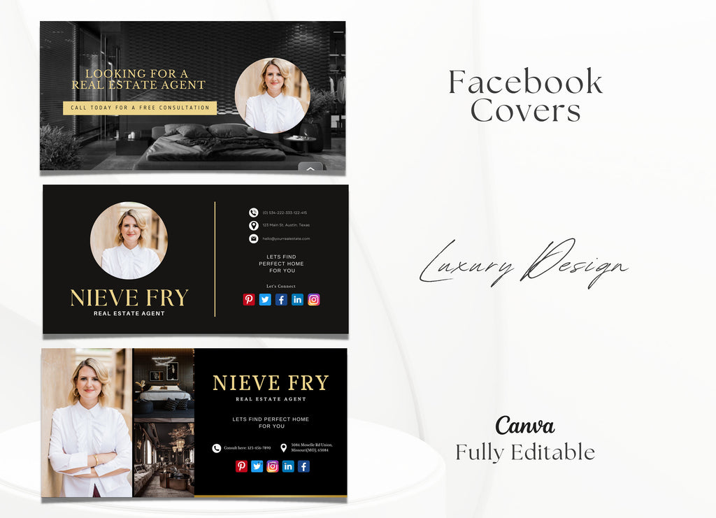 Luxury Real Estate Facebook Covers | Realtor Facebook Covers | Modern Real Estate Templates | Realtor Marketing