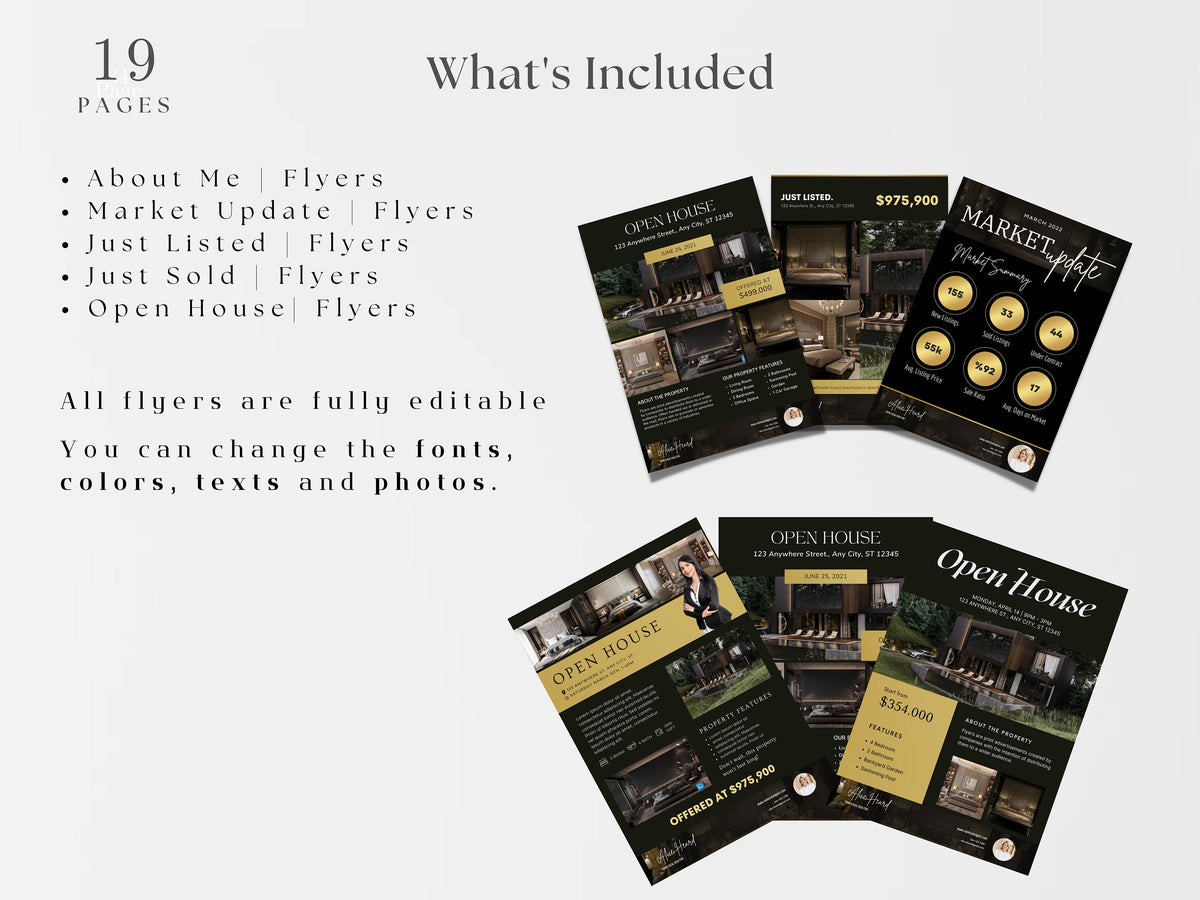 Luxury Real Estate Marketing Flyer Templates | Realtor Flyer Bundle | Luxury Flyers | Real Estate Marketing Essentials | Canva Flyers