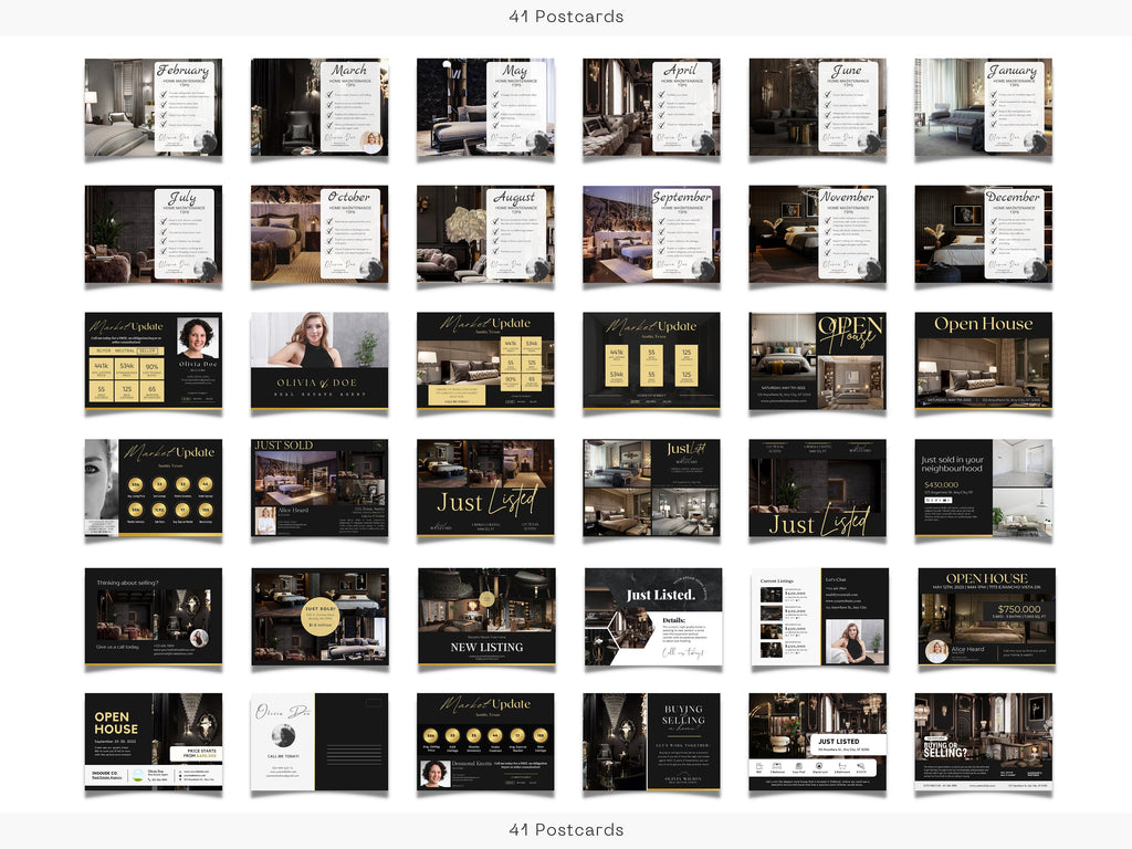 Luxury Real Estate Postcards | Realtor Black and Gold Postcards | Realtor Intro Card | Realtor Marketing Tool | Luxury Agent Marketing
