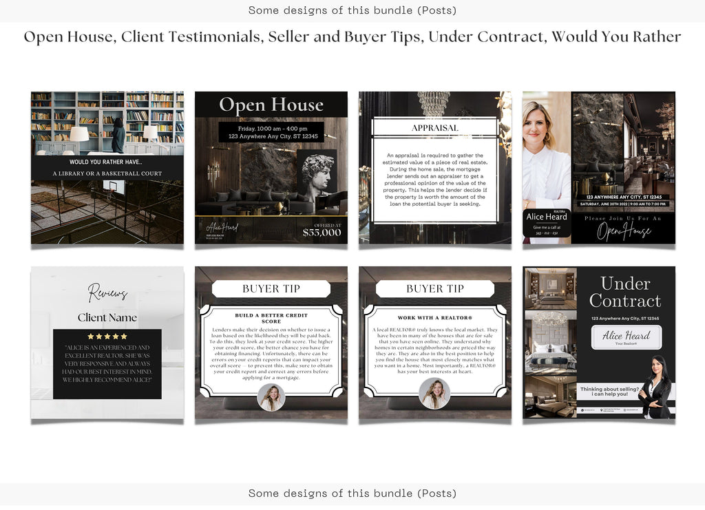 450 Luxury Real Estate Instagram Post Templates | Luxury Realtor Templates | Social Media Templates | Instagram Canva Template