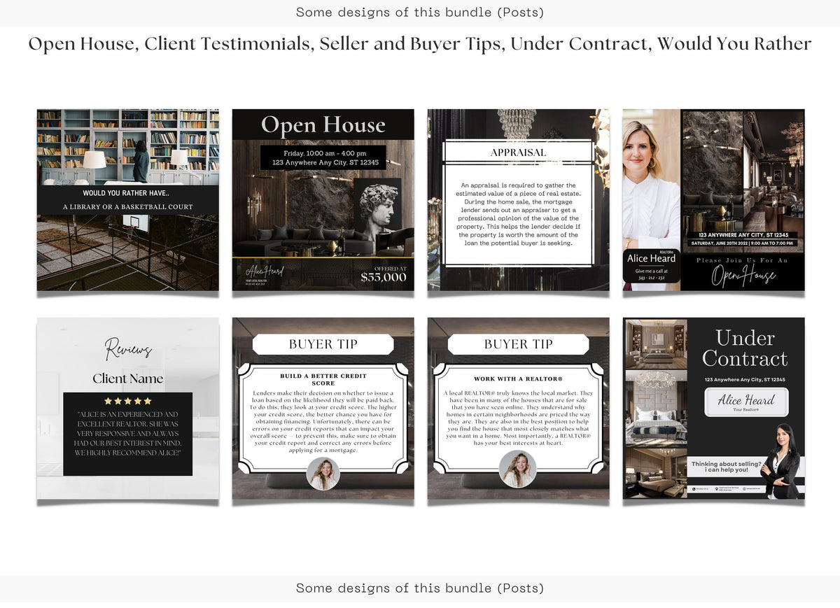 450 Luxury Real Estate Instagram Post Templates | Luxury Realtor Templates | Social Media Templates | Instagram Canva Template
