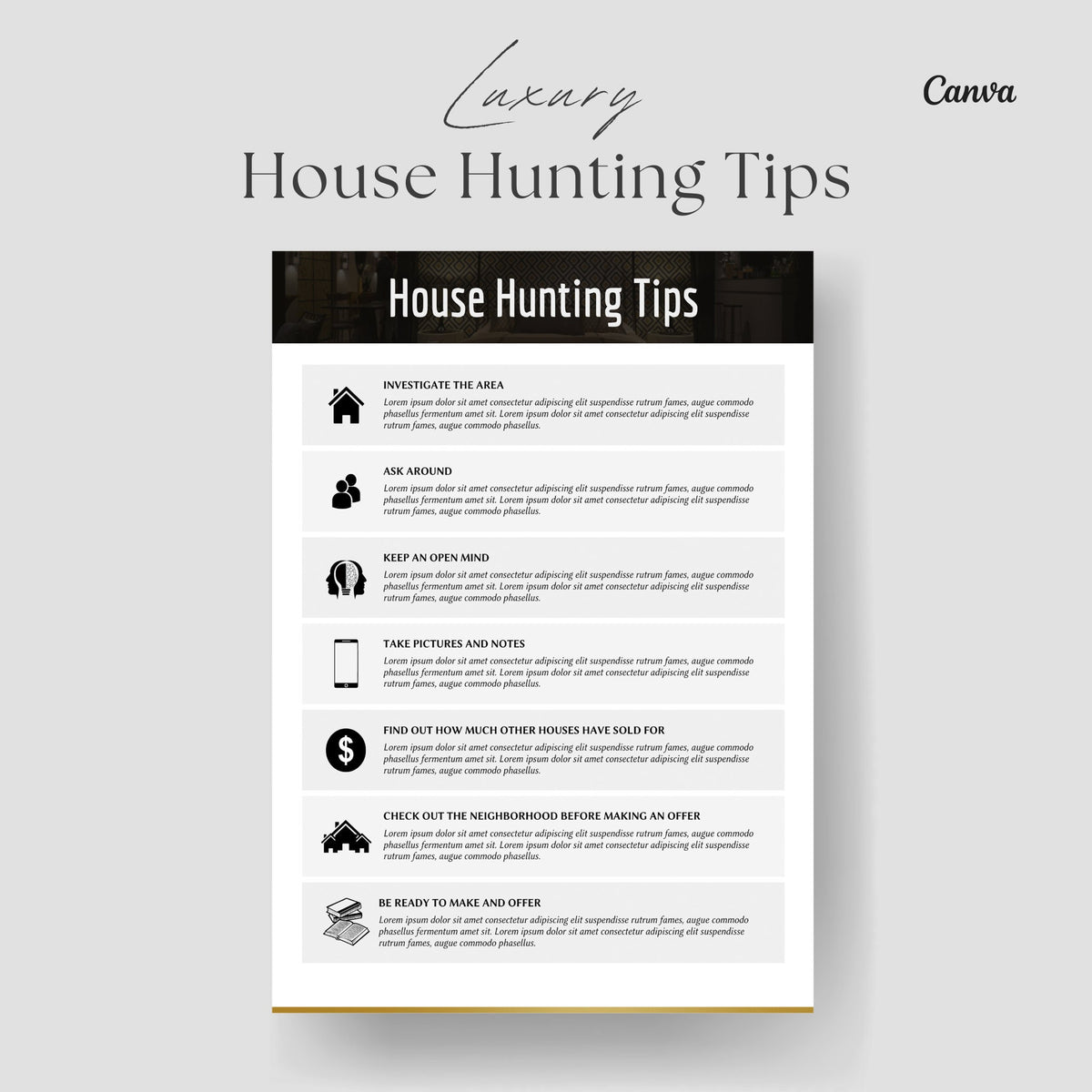 House Hunting Checklist, Real Estate Templates, Home Buyer Packet, Realtor Templates, Realtor Marketing, Real Estate Marketing Templates.