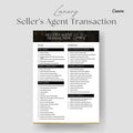 Luxury Seller's Agent Transaction Checklist, Real Estate Transaction Checklist Template, Listing Checklist for Agents, Realtor Marketing