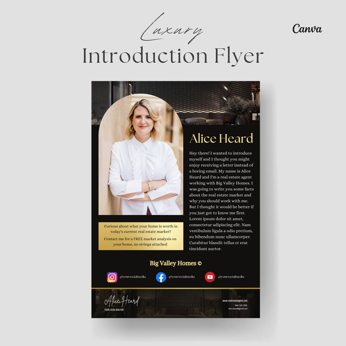 Luxury Real Estate Introduction Flyer | Real Estate Marketing | Luxury Realtor | Real Estate Template | New Agent Flyer