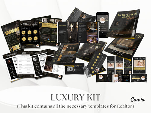 2025 Luxury Gold Real Estate Templates Canva, Realtor Marketing, Real Estate Social Media, High Quality Realtor Branding, Realtor Tools,