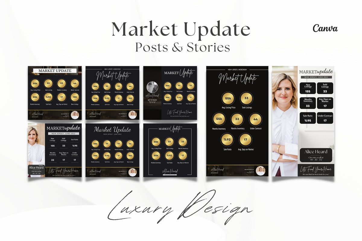 Market Update Posts and Stories, Luxury Real Estate Post Template, Realtor Social Media | Realtor Posts | Real Estate Social Media