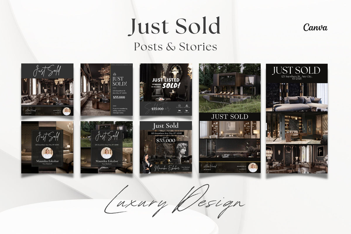 Just Sold Social Media Posts and Stories | Luxury Listing Updates | Just Sold Instagram | Real Estate Marketing | Luxury Real Estate