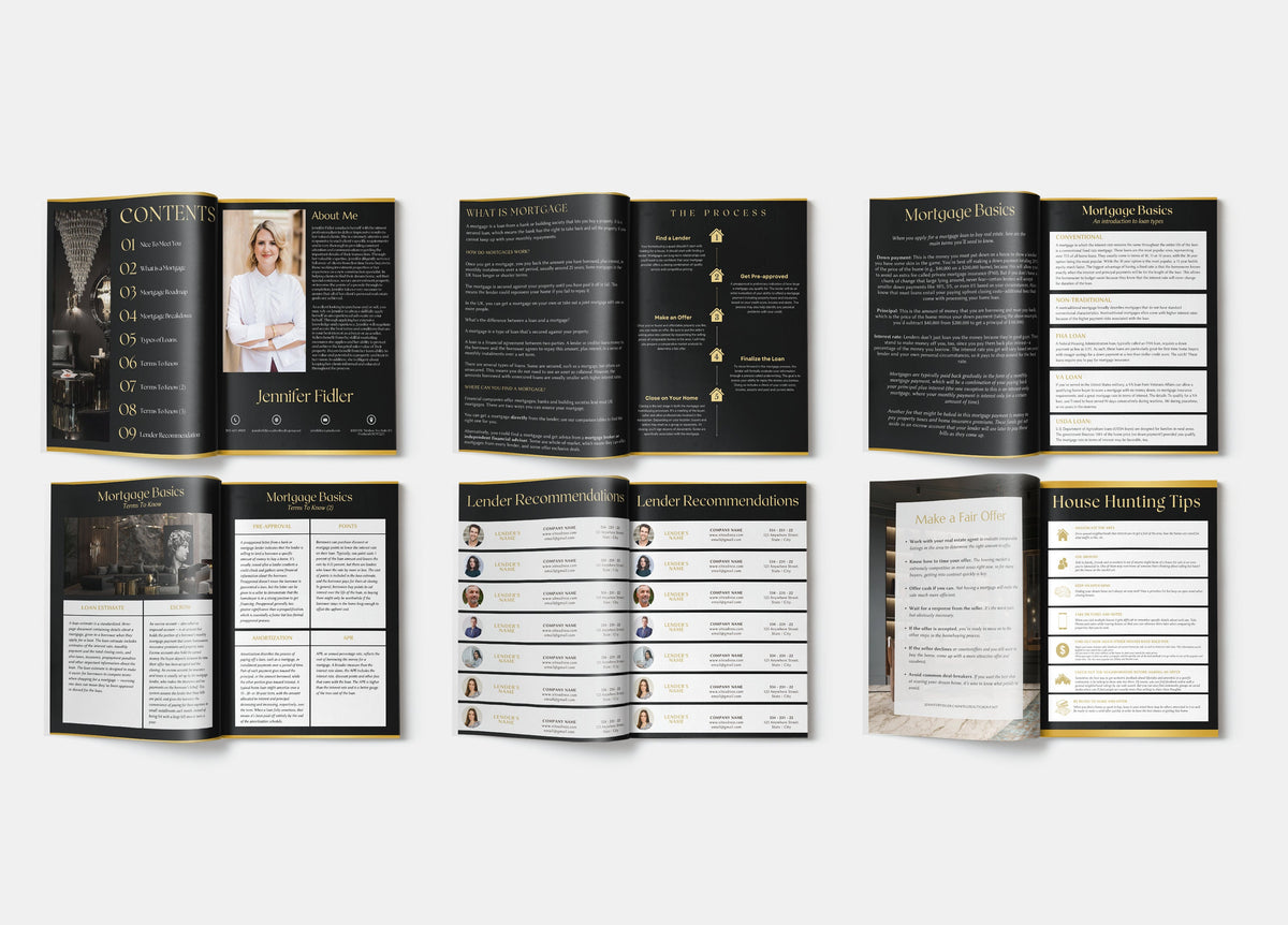 Luxury Mortgage Guide Template | Luxury Real Estate Mortgage Guide | Buyer Presentation | Realtor Canva | Canva Mortgage Guide