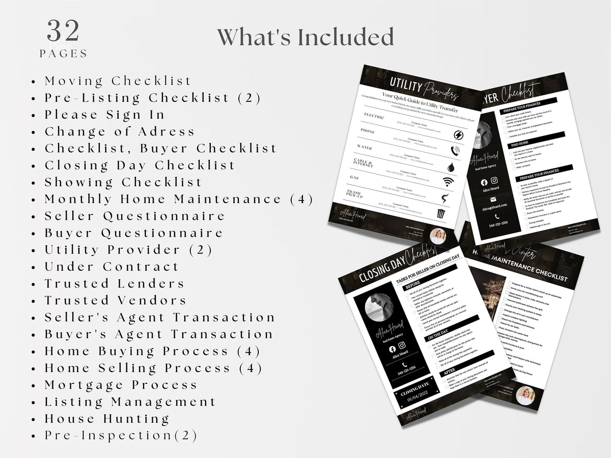Luxury Real Estate Checklist | Realtor Checklist | Black Checklist | Canva Realtor | Black Realtor Checklists | Realtor Guide