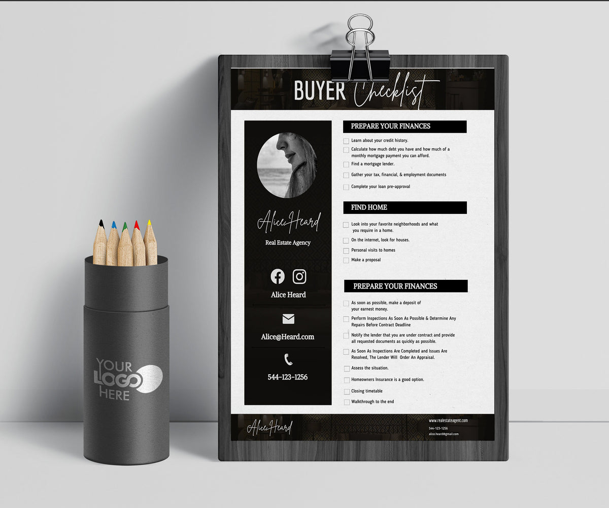 Luxury Real Estate Checklist | Realtor Checklist | Black Checklist | Canva Realtor | Black Realtor Checklists | Realtor Guide