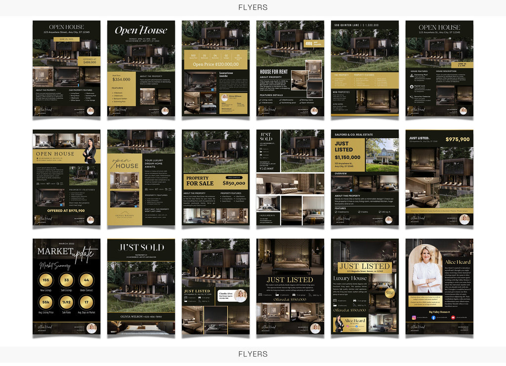 Luxury Real Estate Marketing Flyer Templates | Realtor Flyer Bundle | Luxury Flyers | Real Estate Marketing Essentials | Canva Flyers