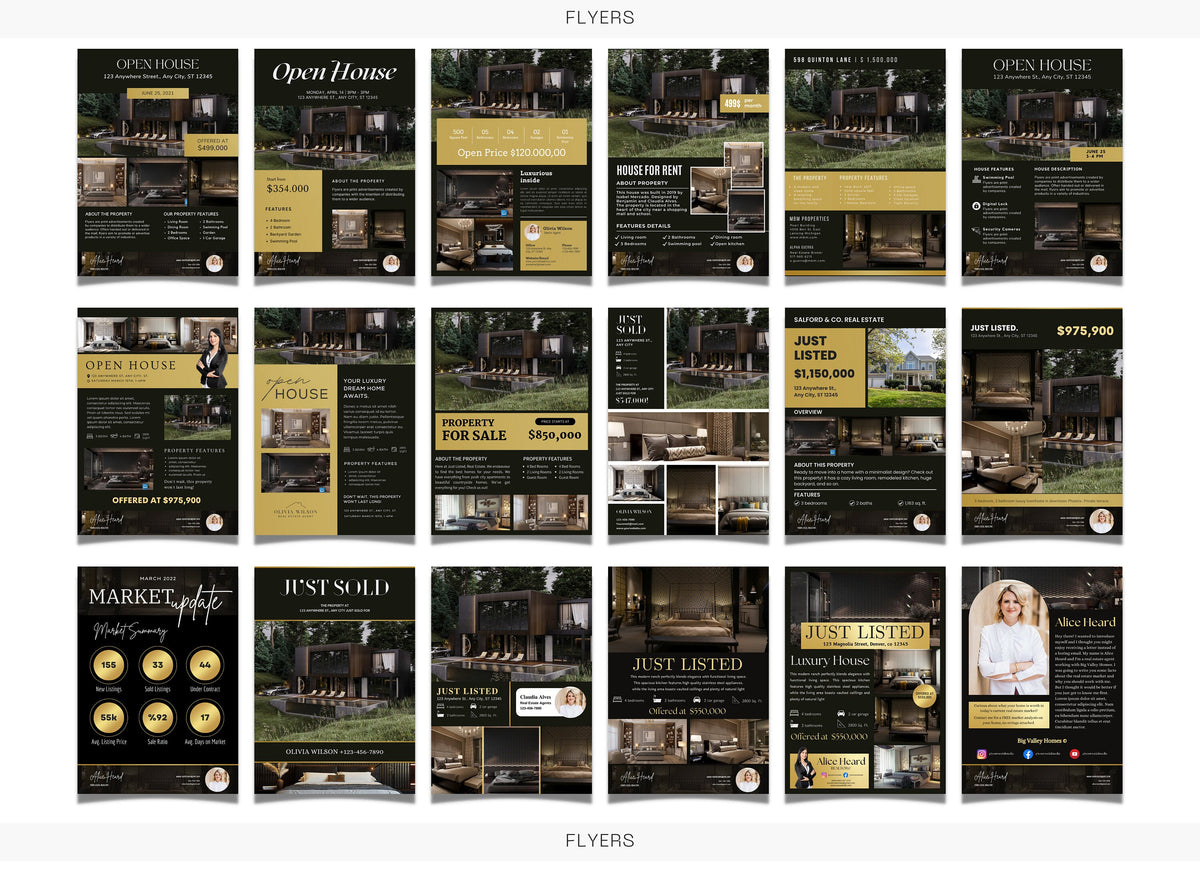 Luxury Real Estate Marketing Flyer Templates | Realtor Flyer Bundle | Luxury Flyers | Real Estate Marketing Essentials | Canva Flyers