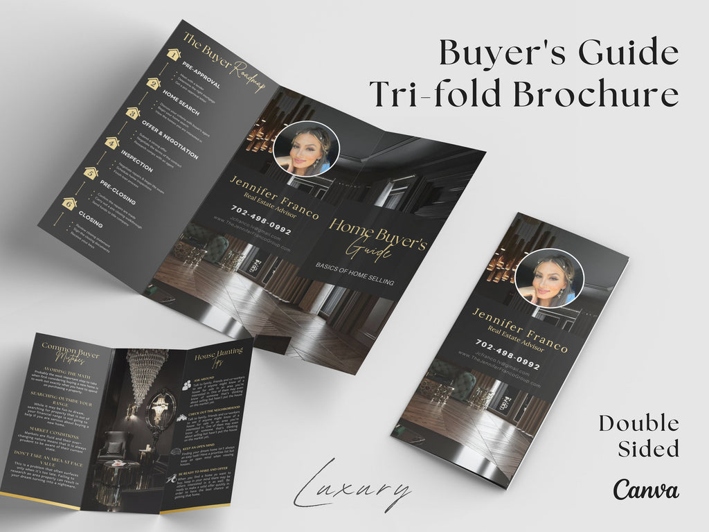 Luxury Seller's Guide Brochure, Real Estate Tri-Fold Brochure, Tri-fold Real Estate, Seller Guide, Real Estate Marketing, Double-Sided