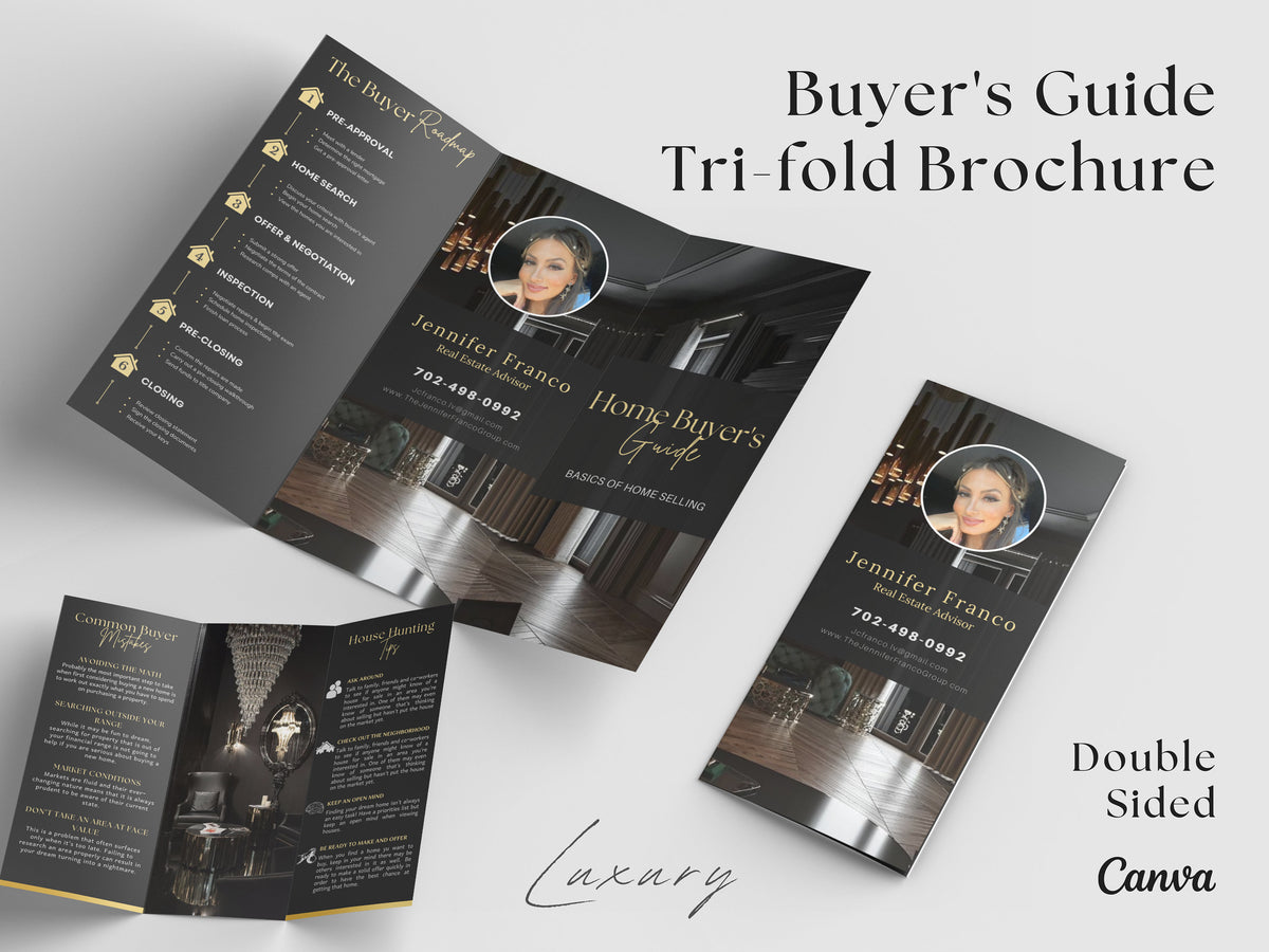 Luxury Seller's Guide Brochure, Real Estate Tri-Fold Brochure, Tri-fold Real Estate, Seller Guide, Real Estate Marketing, Double-Sided
