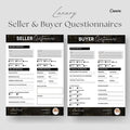Luxury Buyer & Seller Questionnaire Templates, Real Estate Home Buyer and Seller Intake Form, Selling Your Home Workbook and Buyer Workbook