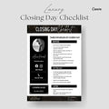 Closing Day Checklist, Real Estate Marketing, Real Estate Flyer, Real Estate Checklist, Moving Checklist, Canva