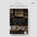 Luxury Just Listed Flyer, Real Estate Canva Template | For Sale By Owner Flyer | Black Realtor Flyer for New Listings, Real Estate Marketing