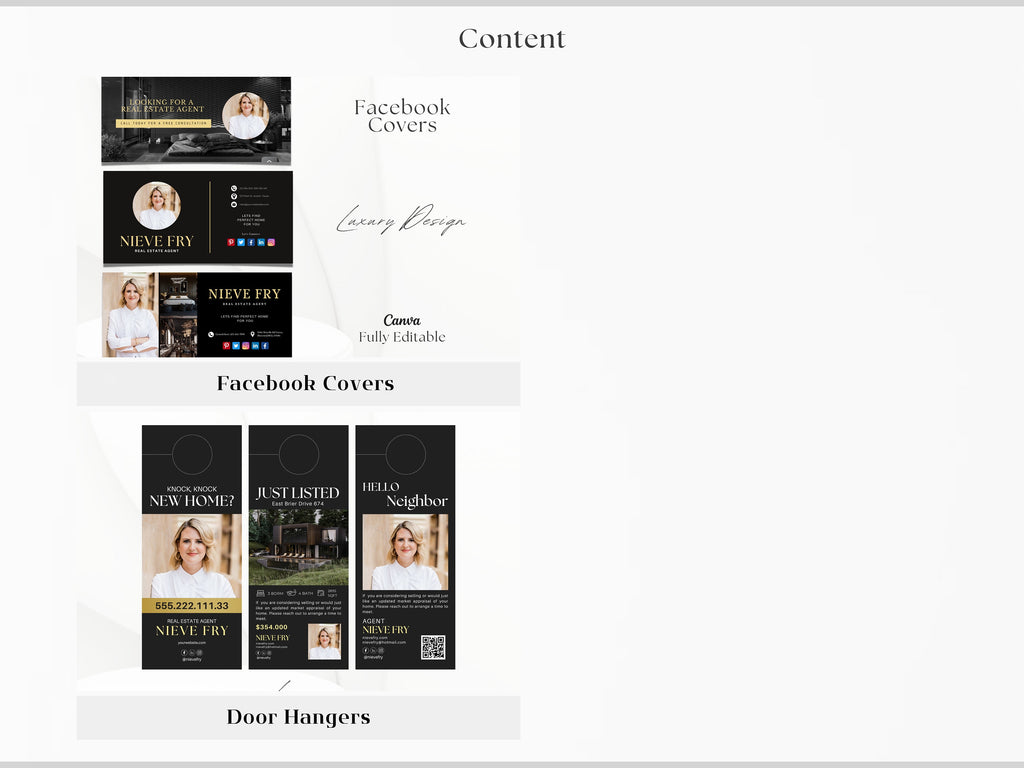 2025 Luxury Gold Real Estate Templates Canva, Realtor Marketing, Real Estate Social Media, High Quality Realtor Branding, Realtor Tools,