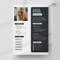 Feminen Resume Template With Photo, Professional Clean Resume Template Canva, CV Template Minimal Executive Elegant Resume Template