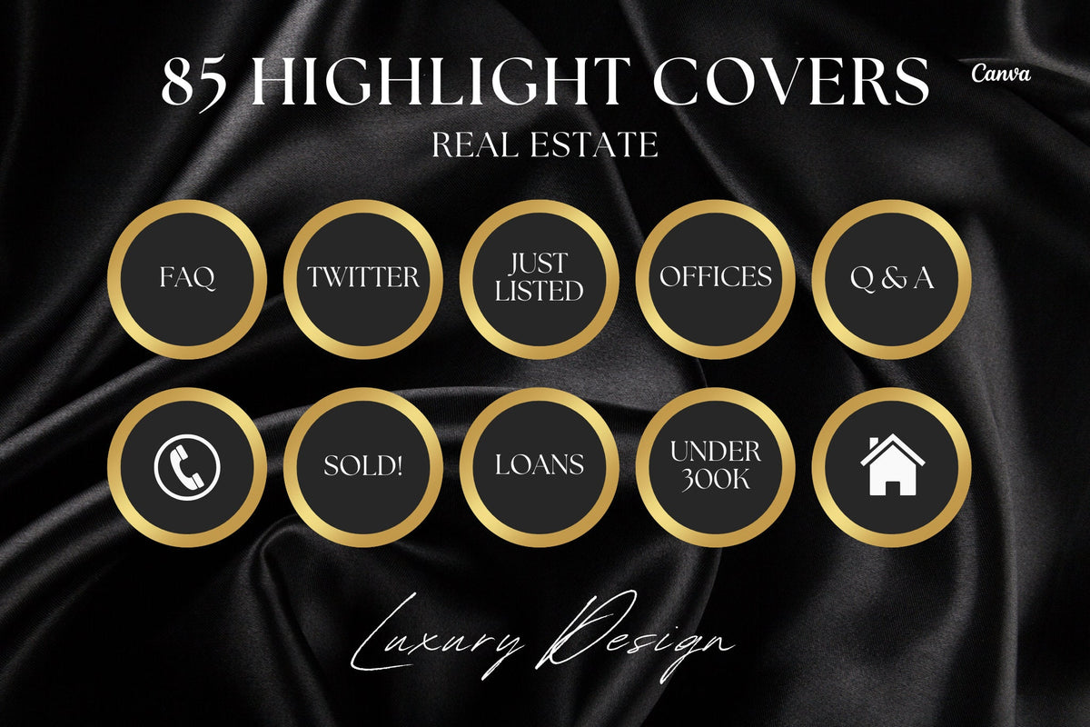 Realtor Instagram Highlight Covers | Luxury Instagram Highlights Icon Real Estate | Social Media | Realtor Marketing | Gold Realtor