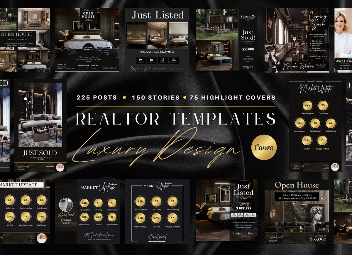 450 Luxury Real Estate Instagram Post Templates | Luxury Realtor Templates | Social Media Templates | Instagram Canva Template