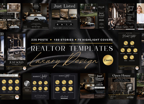 450 Luxury Real Estate Instagram Post Templates | Luxury Realtor Templates | Social Media Templates | Instagram Canva Template