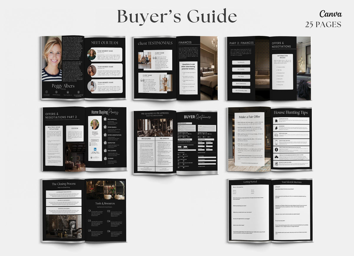 Silver Luxury Real Estate Guides | Luxury Buyers and Seller Guides | Home Buyer Guide | Realtor Seller Guide | Realtor Canva Templates