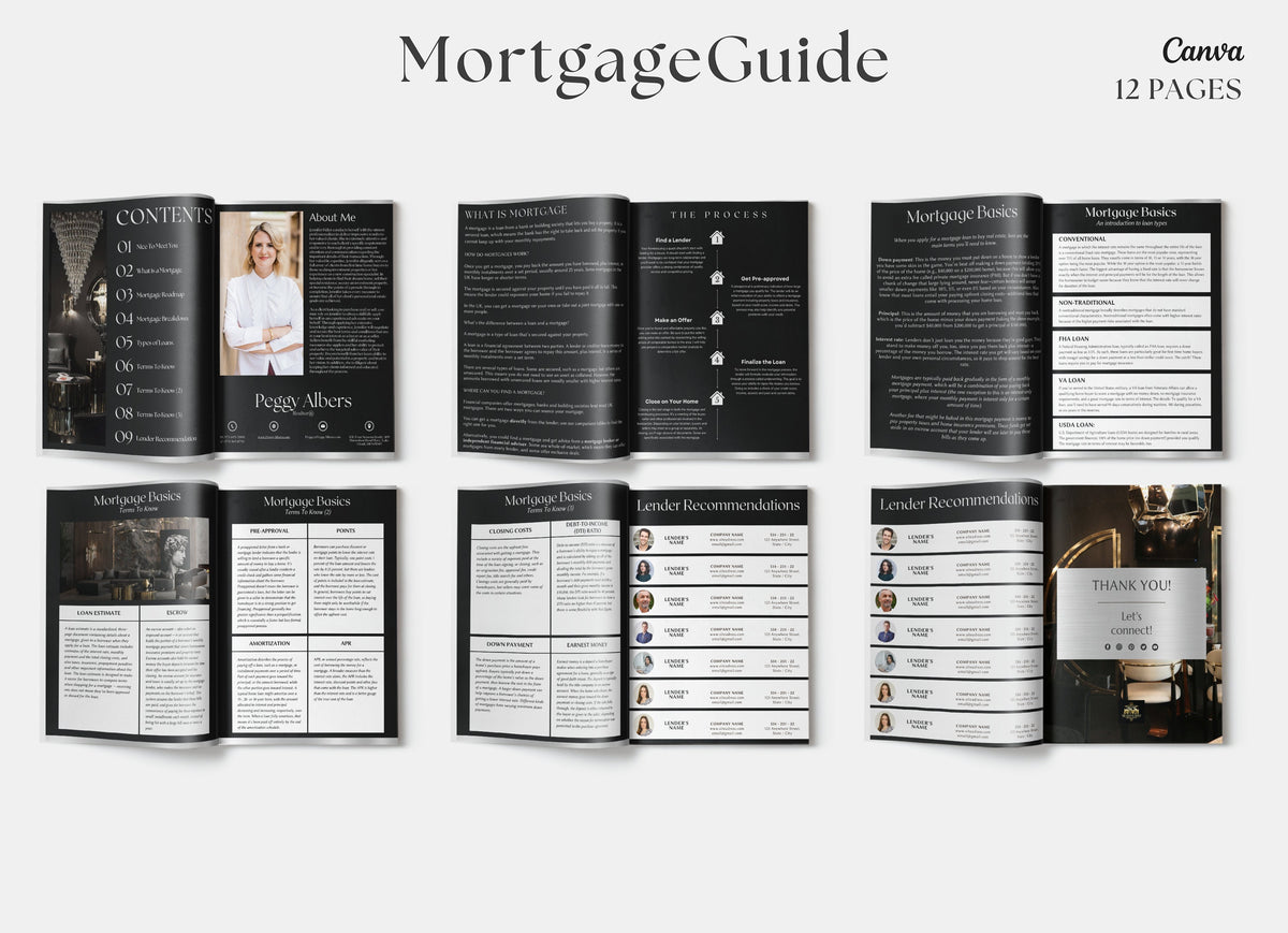 Silver Luxury Mortgage Guide Template | Luxury Real Estate Mortgage Guide | Buyer Presentation | Realtor Canva | Canva Mortgage Guide