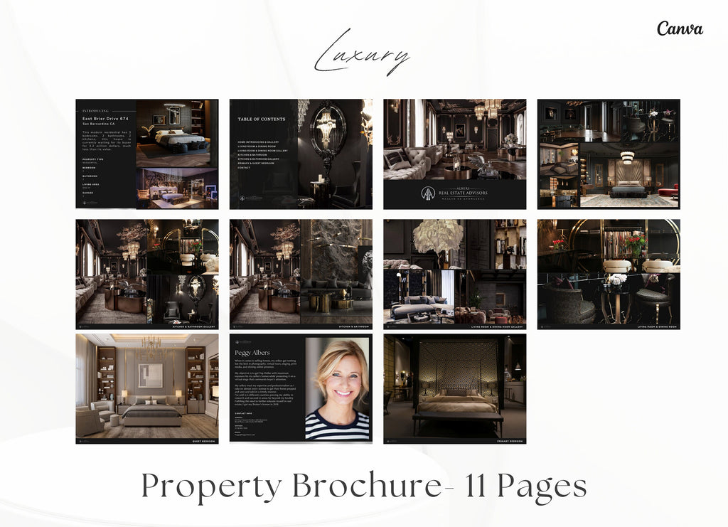 Silver Luxury Property Brochure | Real Estate Property Magazine| Open House Magazine | Realtor Home Brochure| Realtor Feature Sheet