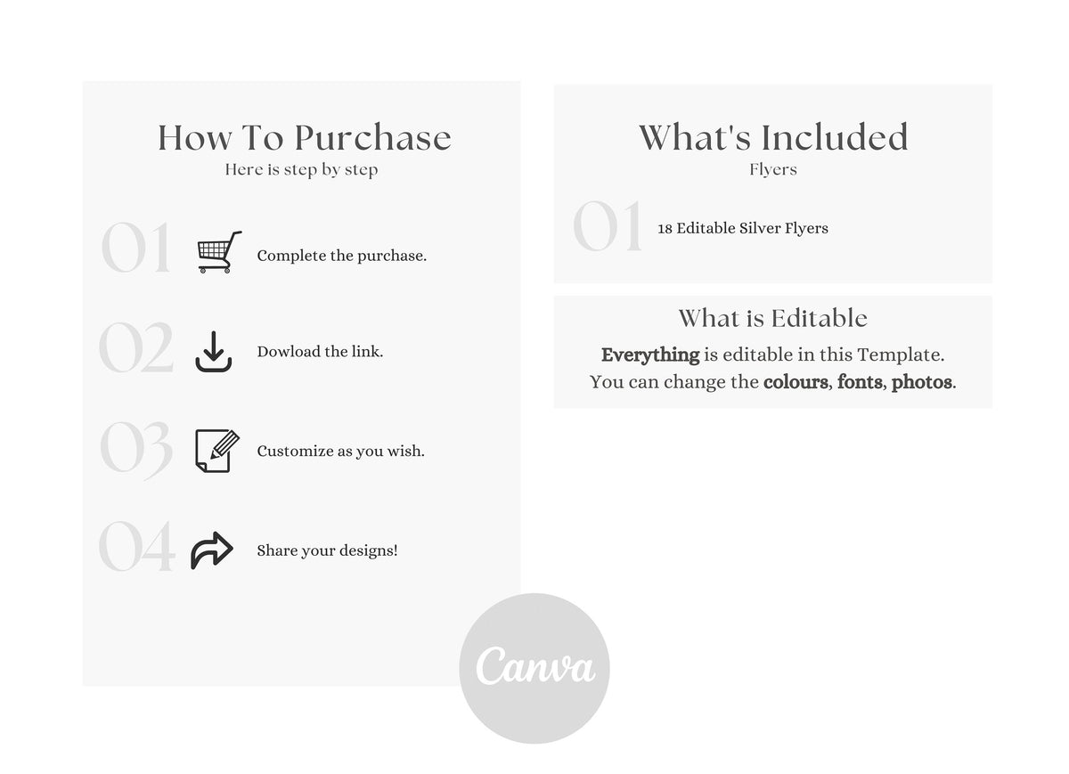 Silver Luxury Real Estate Marketing Flyer Templates | Realtor Flyer Bundle | Luxury Flyers | Real Estate Marketing Essentials | Canva Flyers