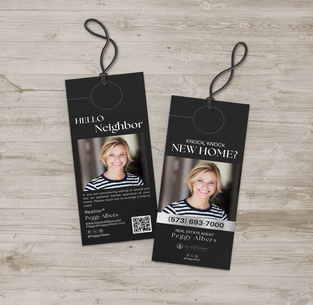 Luxury Real Estate Door Hanger Template, Door Hanger Tag, Real Estate Marketing, Hi Neighbor, Realtor, Canva Template