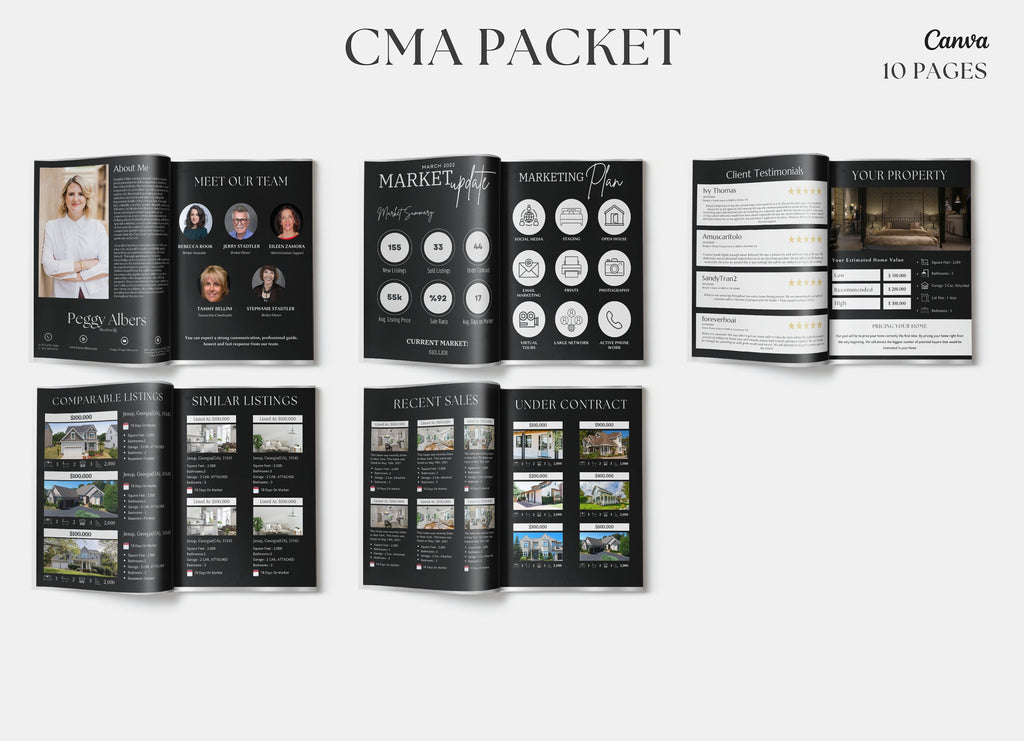 Silver CMA Real Estate, Luxury CMA Template, Real Estate CMA Packet, Luxury, Listing Presentation, Comparable Market Analysis Report