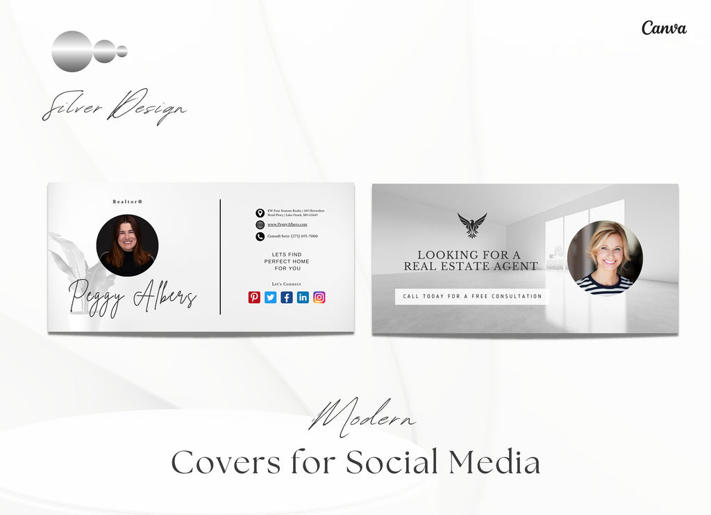 Silver Luxury Real Estate Facebook Covers | Realtor Facebook Covers | Modern Real Estate Templates | Realtor Marketing