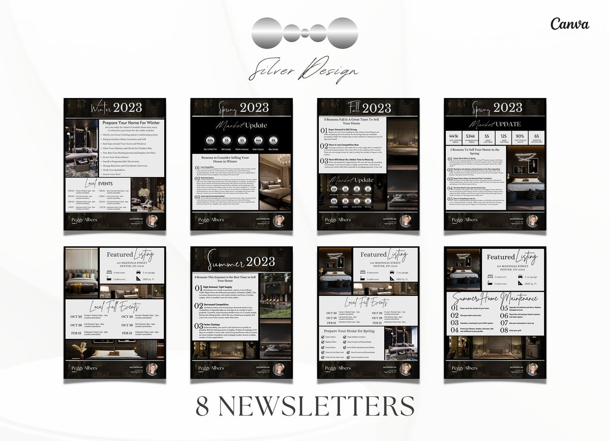 Luxury Real Estate Newsletter Bundle | Summer, Winter, Fall, Spring | Real estate marketing | Realtor newsletter | Realtor Marketing