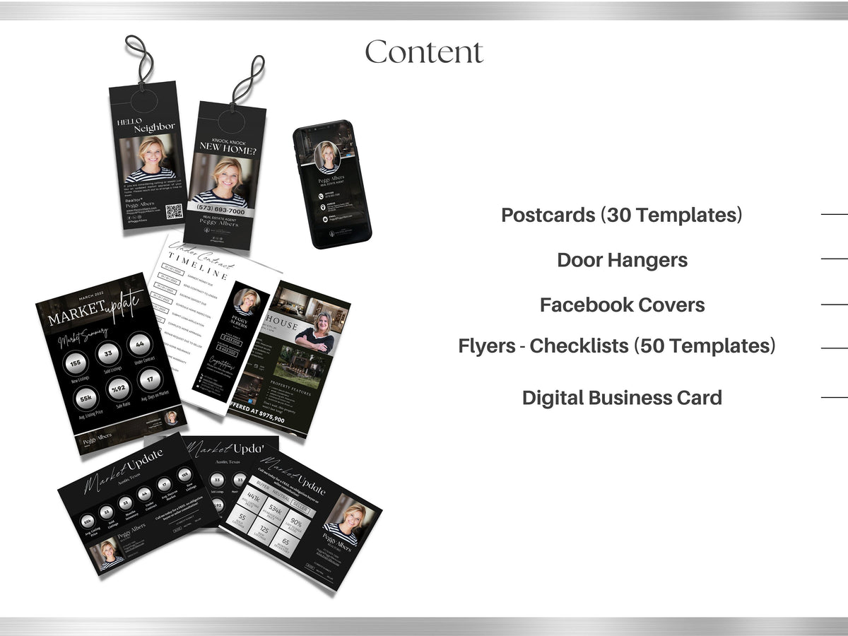 Silver Real Estate Templates Canva, Realtor Marketing, Real Estate Social Media, Black Realtor Branding, Realtor Tools, Silver Kit