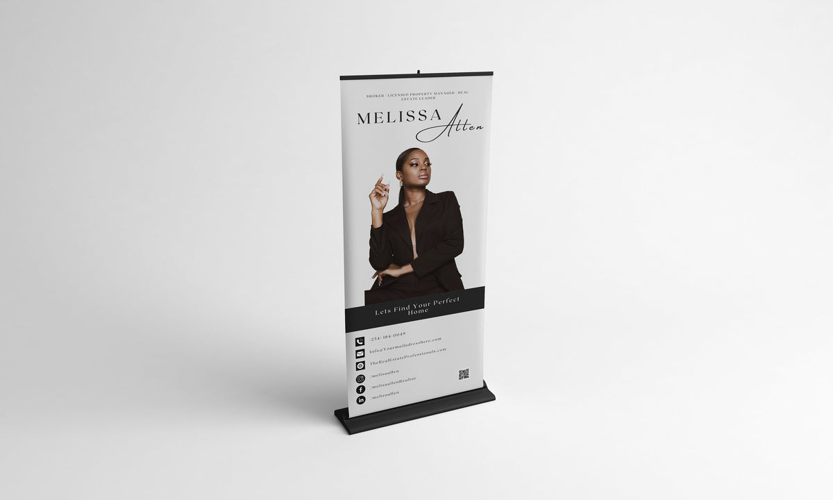 Real Estate Agent Pull-Up Banner Template, Realtor Roll Up Banner Design, Canva Professional Retractable Banner Event Design