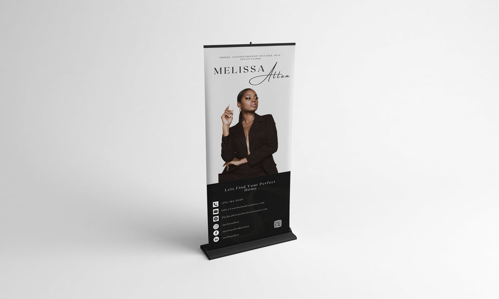 Real Estate Agent Pull-Up Banner Template, Realtor Roll Up Banner Design, Canva Professional Retractable Banner Event Design