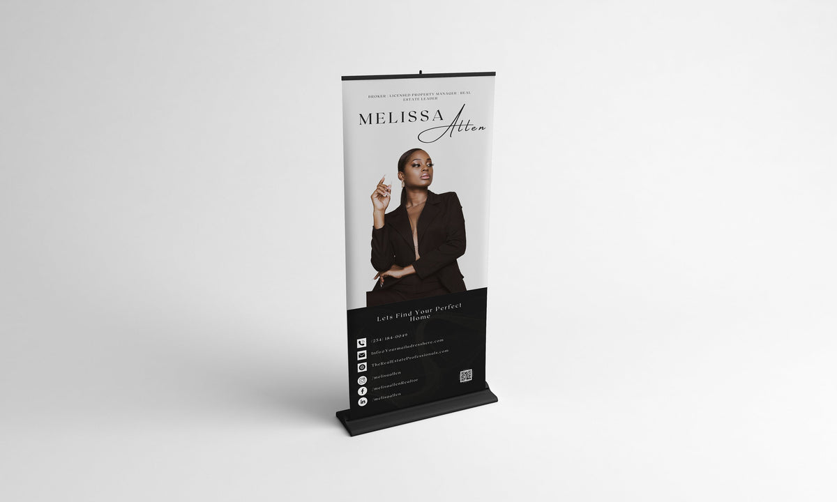 Real Estate Agent Pull-Up Banner Template, Realtor Roll Up Banner Design, Canva Professional Retractable Banner Event Design