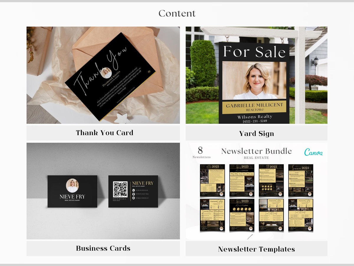 Luxury Real Estate Templates Canva, Gold Realtor Marketing, Real Estate Social Media, High Quality Realtor Branding, Editable Templates