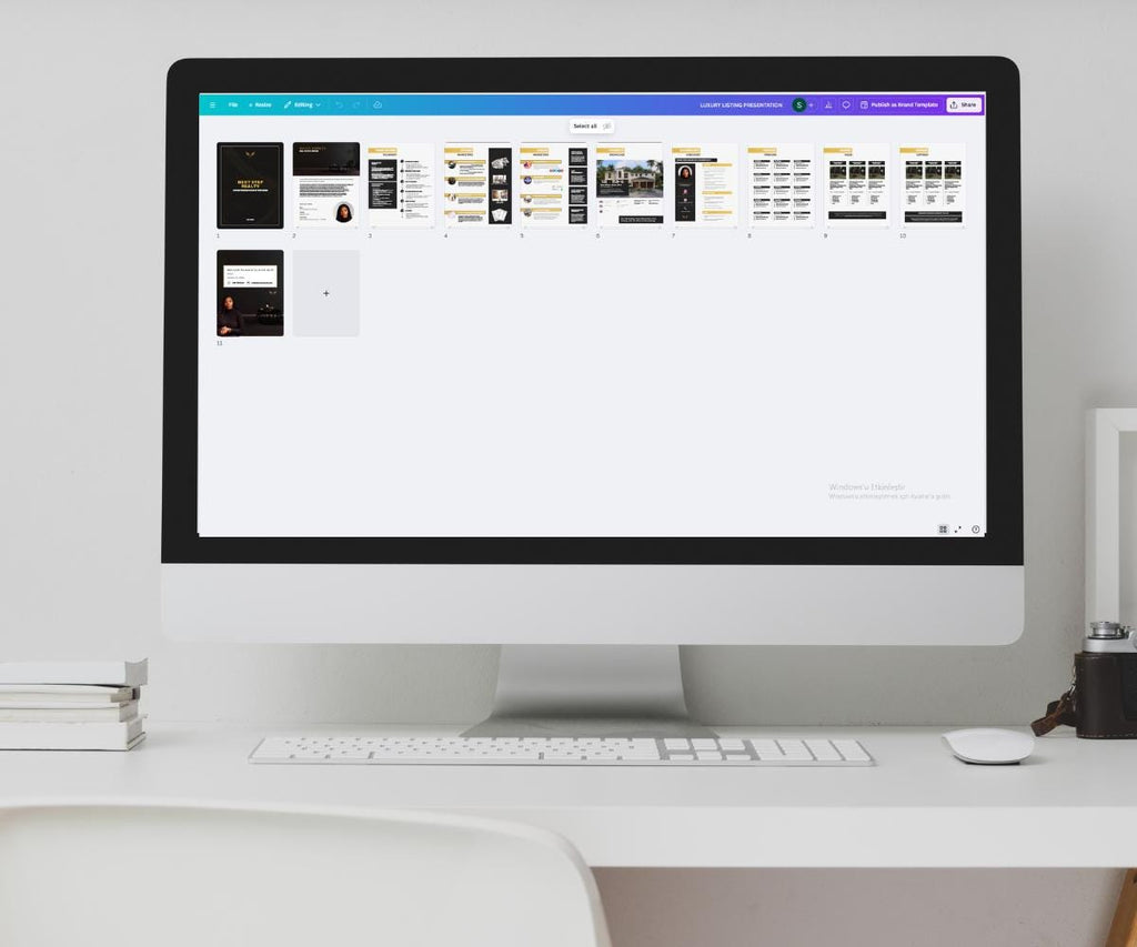 Luxury Listing presentation, Sellers Guide, High-End Design, Black and White Design, Gold and Black Design, Canva